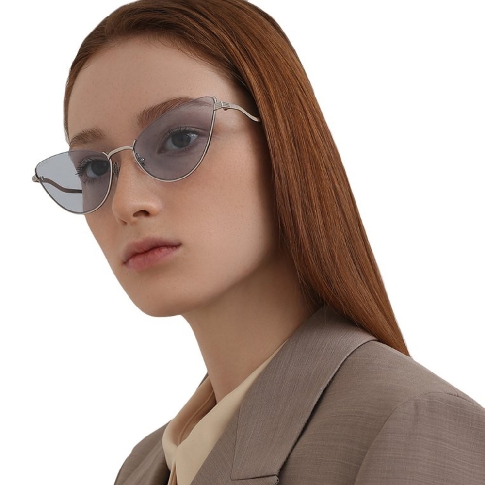NEW Gucci GG1006S Cat Eye Sunglasses – Silver & Light Blue - Picture 3 of 11